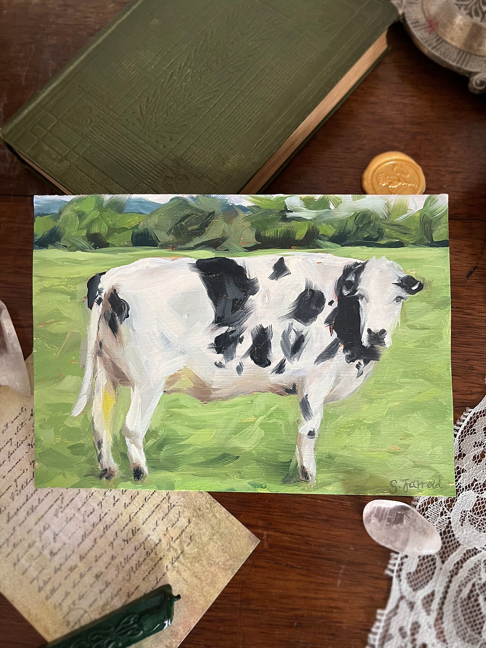 Thumbnail: 'Spotted Cow Landscape' Original Painting