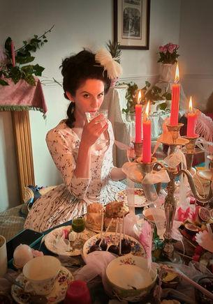 Georgian Robe a l'Anglaise in finest  IKEA Duvet set fabric