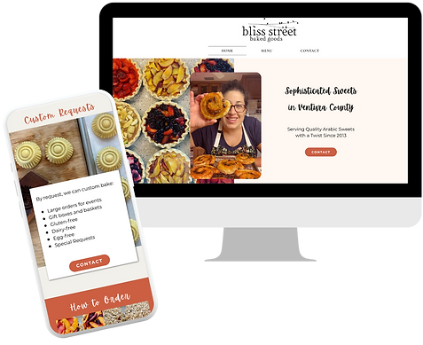 Bliss Street Baked Goods - Camarillo Bakery with Arabic Twist. Custom Website Design and Email Signature.