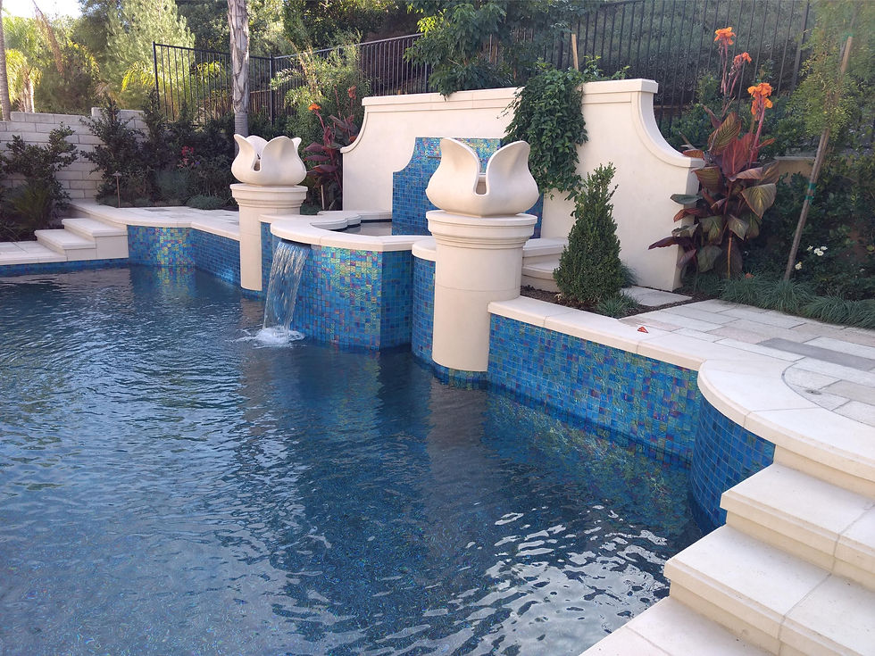 Custom rock and water feature in backyard Beverly Hills