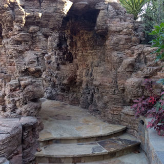 Custom luxury faux rock water feature pool in Calabasas