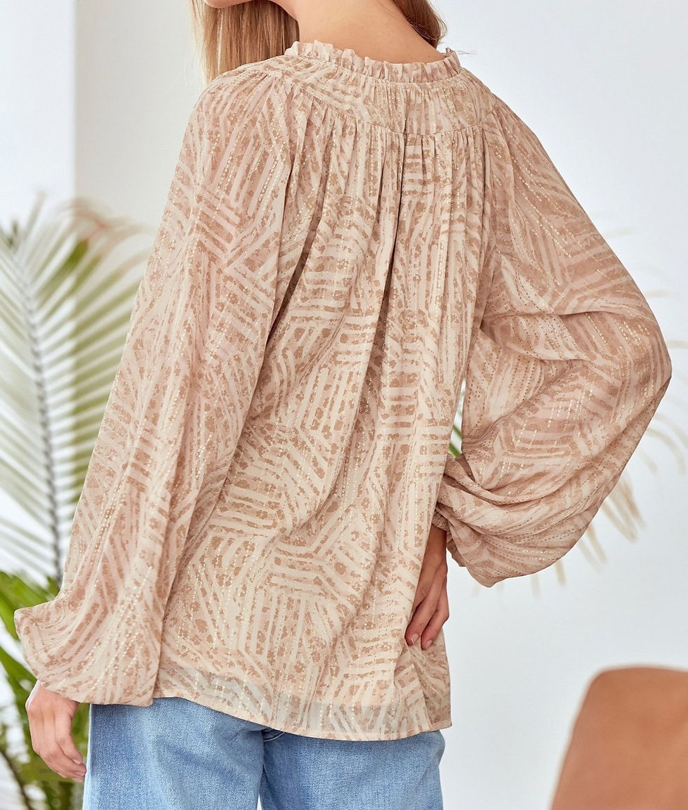 Thumbnail: Long Sleeve Champagne A Line Blouse