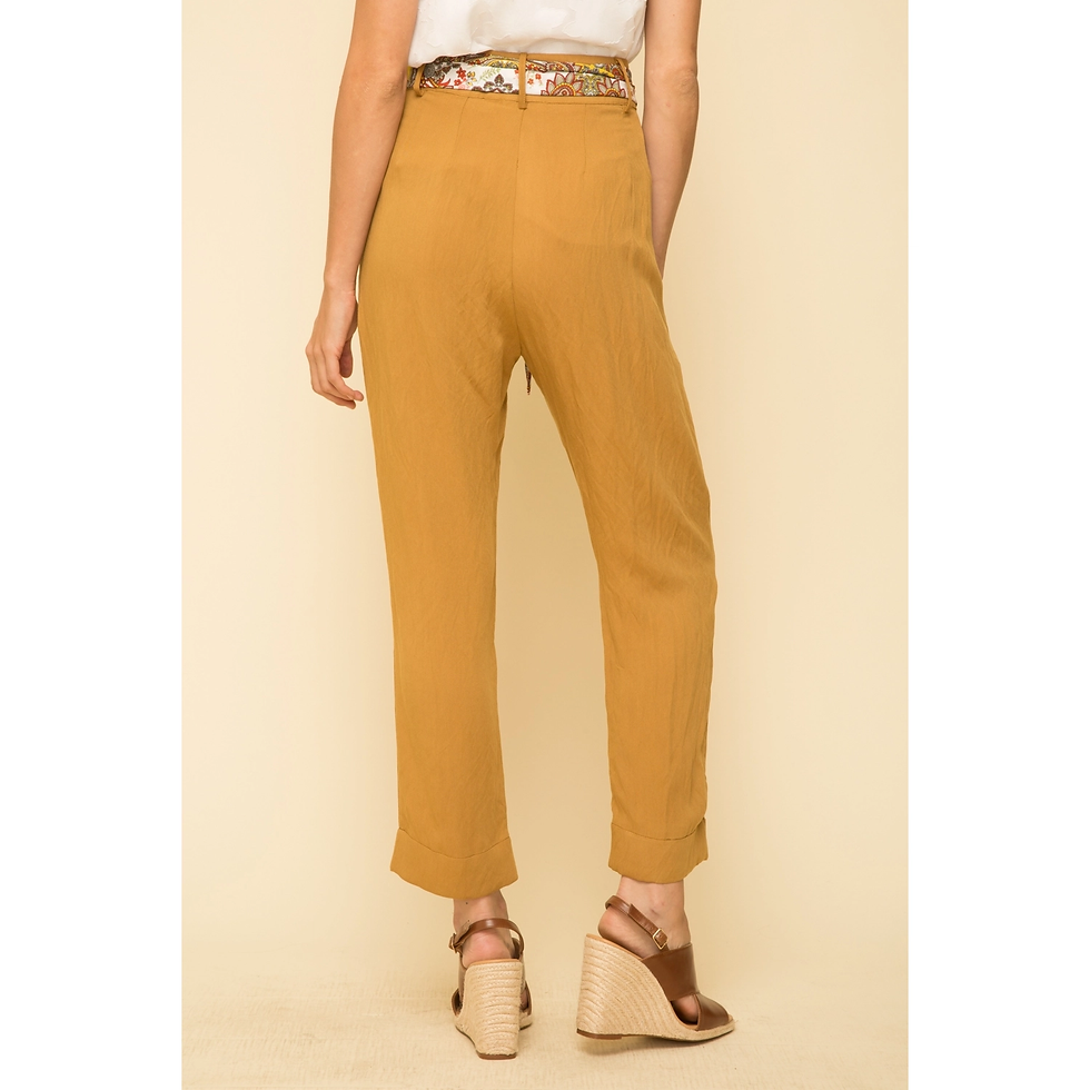 Thumbnail: Gold Scarf Tie Waist Trousers