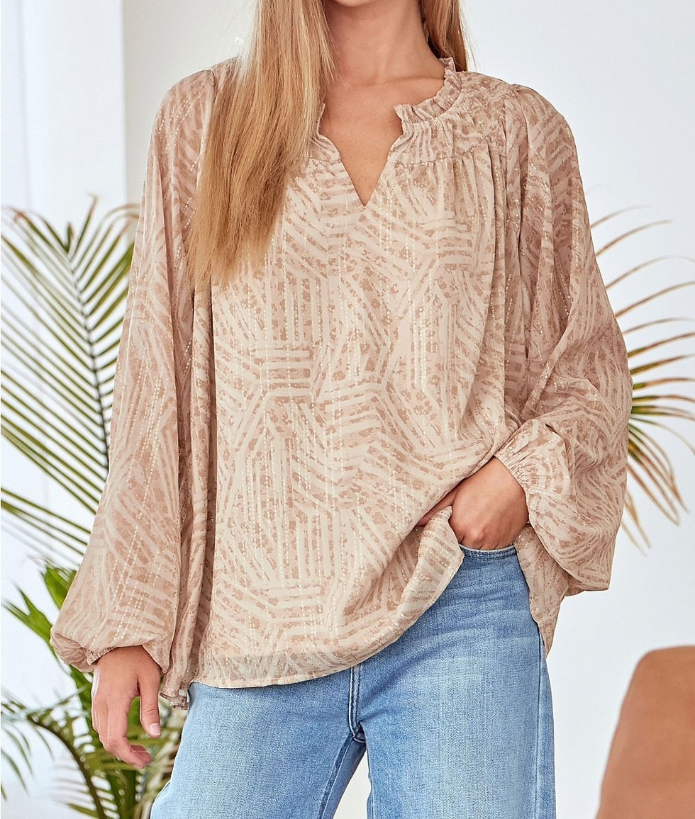 Thumbnail: Long Sleeve Champagne A Line Blouse