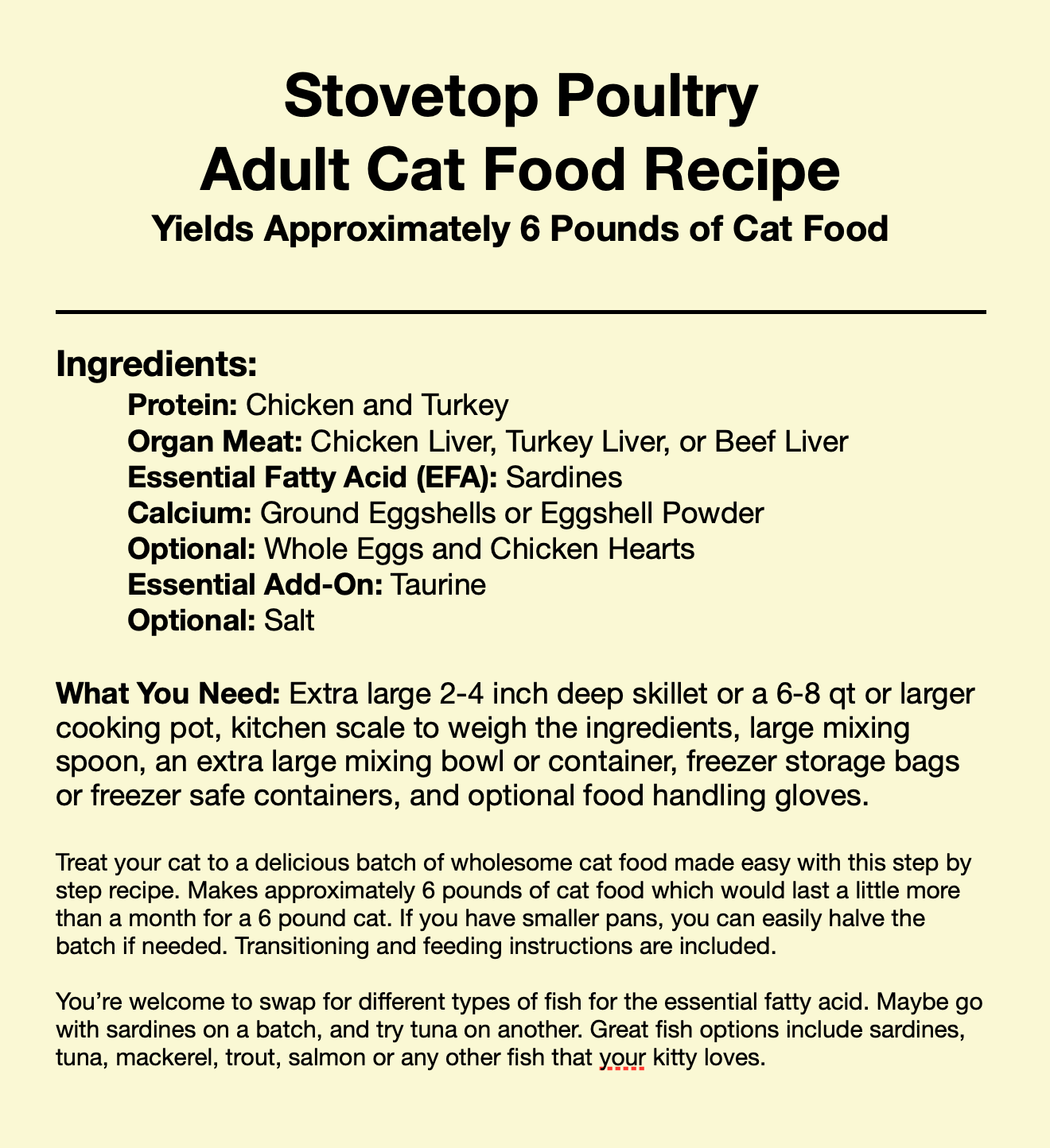 Stovetop Poultry Adult Cat Recipe