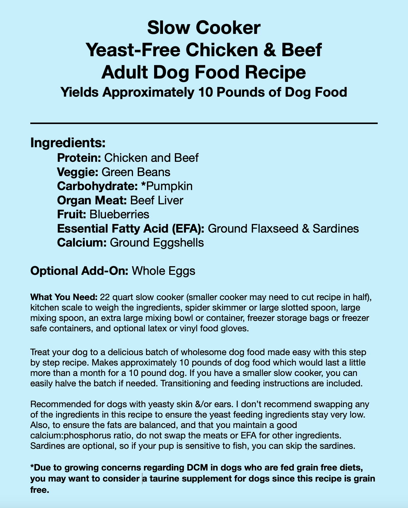 Slow Cooker Yeast-Free Chicken & Beef Adult Dog Recipe