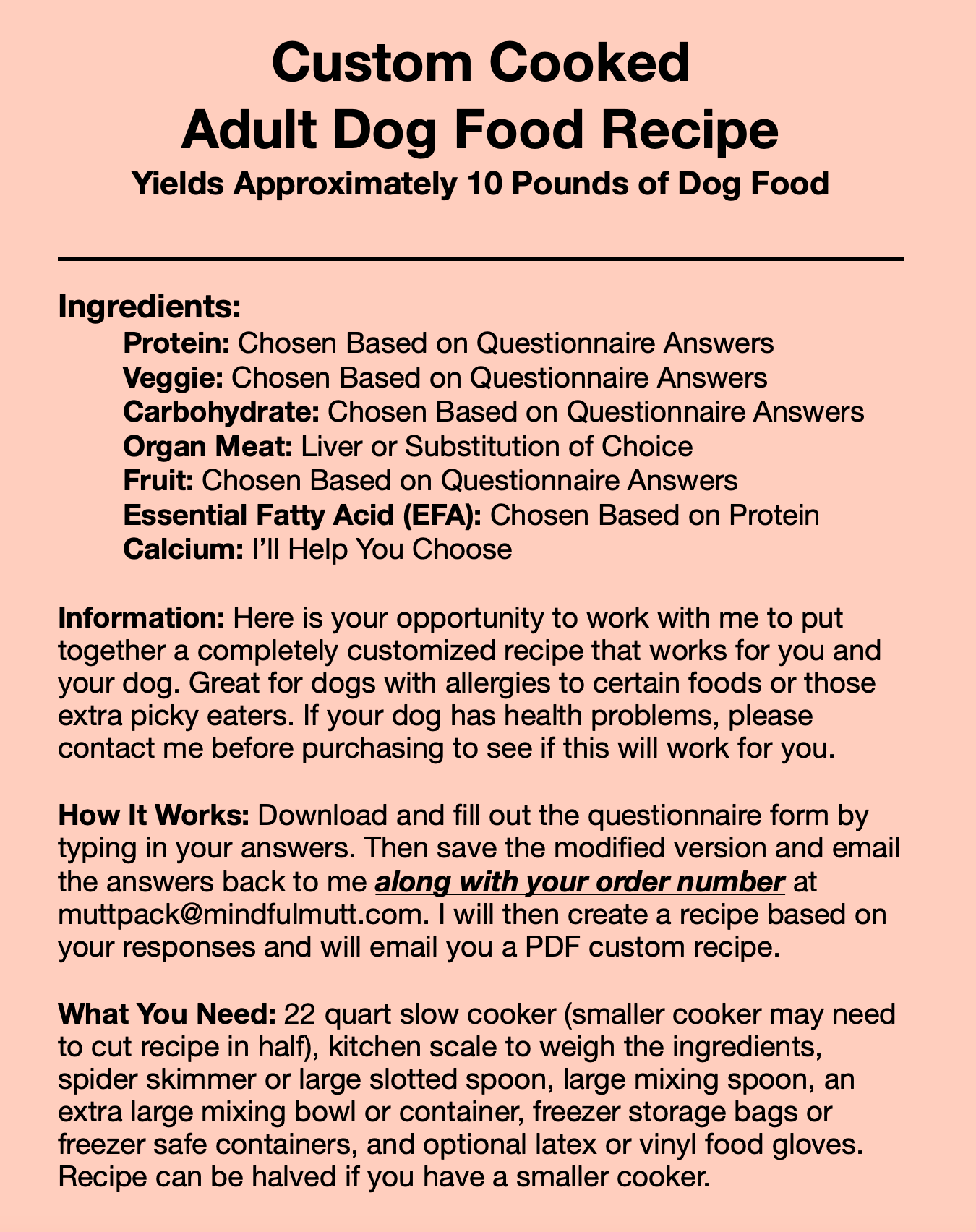Custom Cooked Questionnaire - Word Format