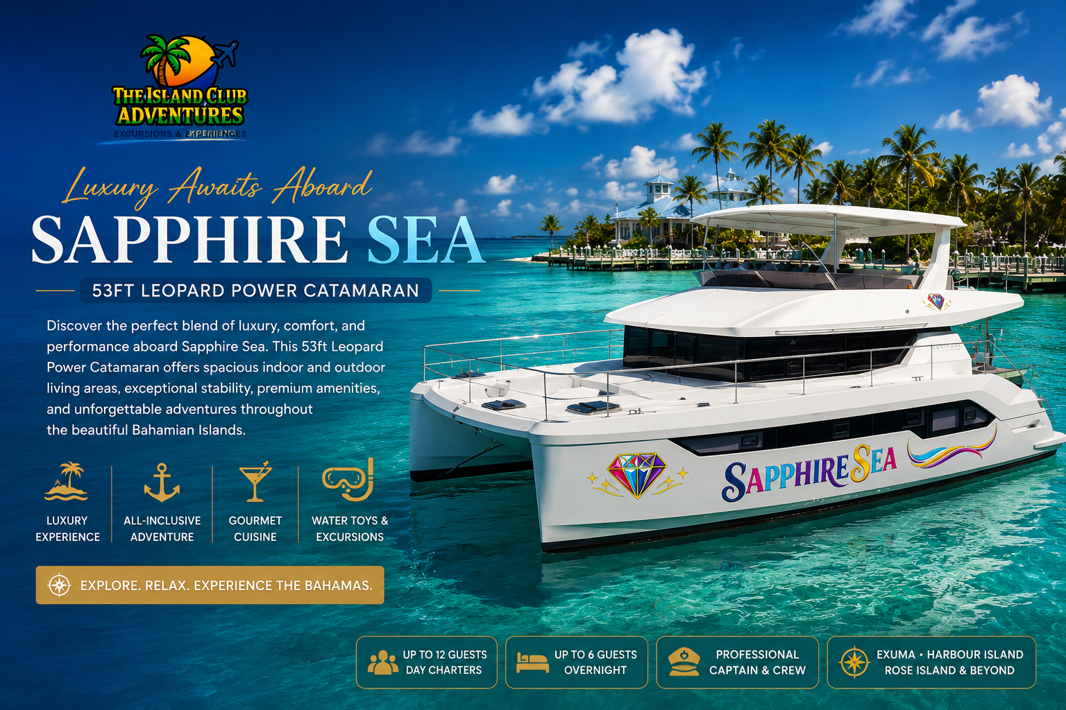 Sapphire Sea 53' Leopard Luxury Power Catamaran Hero Flyer