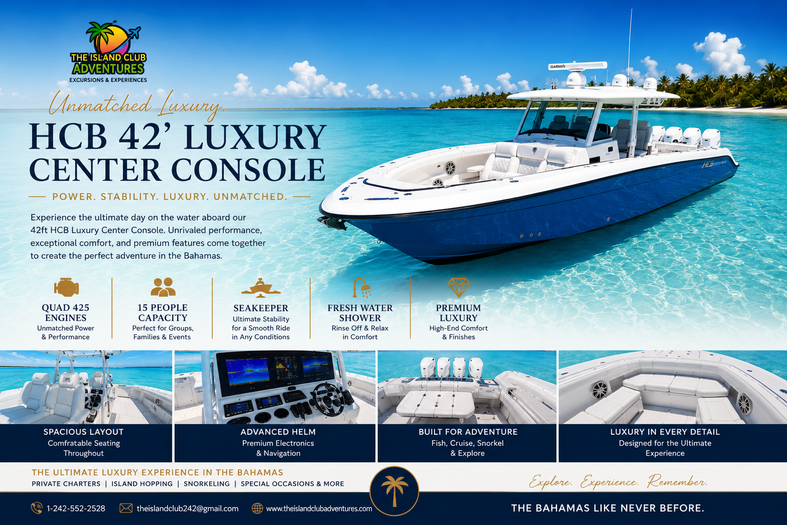 42' HBC Luxury 420 Outrage Boston Whaler Center Console Nassau Bahamas