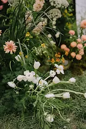 Cận cảnh hoa trang trí lễ cưới với gam màu tươi nhẹ nhàng