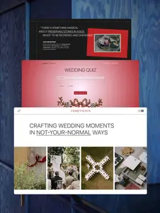 Celebration graphic for The Story Packer website launch, highlighting wedding memories and the interactive Wedding Quiz as a fun surprise.