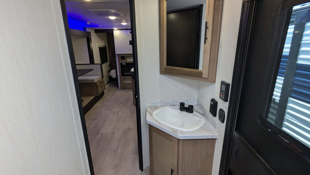 Sugar Wolf bunkhouse travel trailer kitchen – photo 7