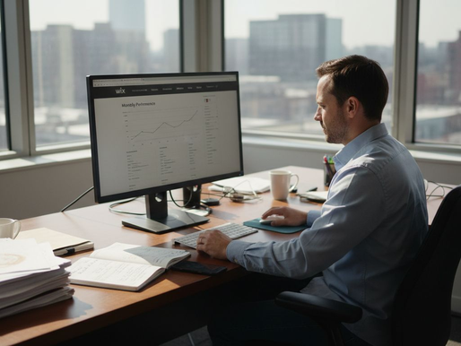 Man reviewing Wix website analytics