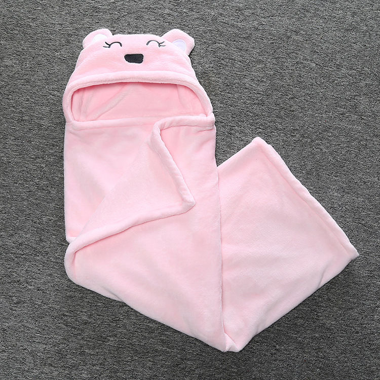 Thumbnail: Bear Design Coral Fleece Baby Swaddle Blanket