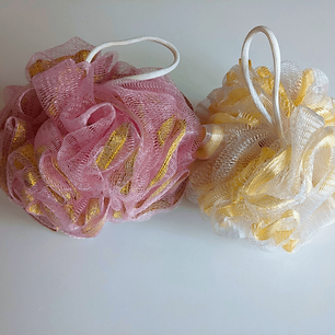 PE Mesh Bath Loofah with Ribbon(40g)
