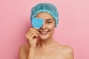 Frill Shower Cap with Polka Dot PP Fabric and Netted Inner Lining