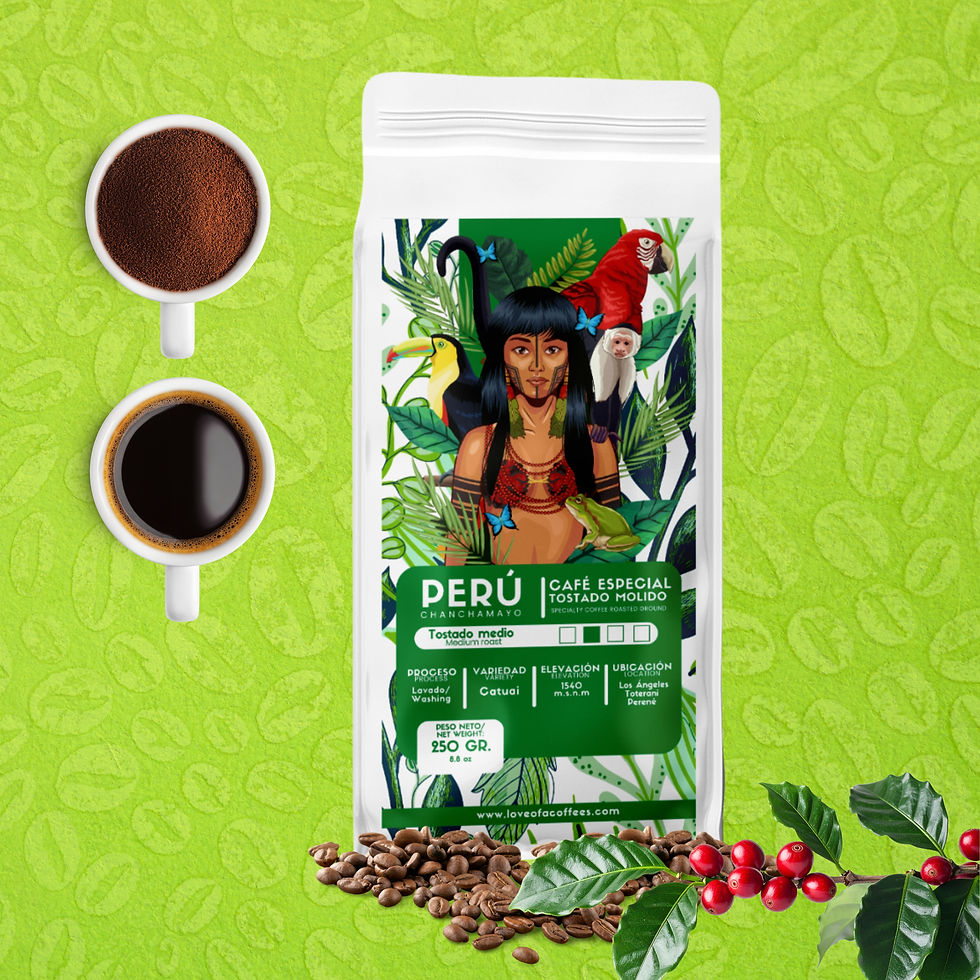 Empaque de café tostado molido Love of a Coffee variedad Catuai 250 g – Café artesanal del Valle del Perené