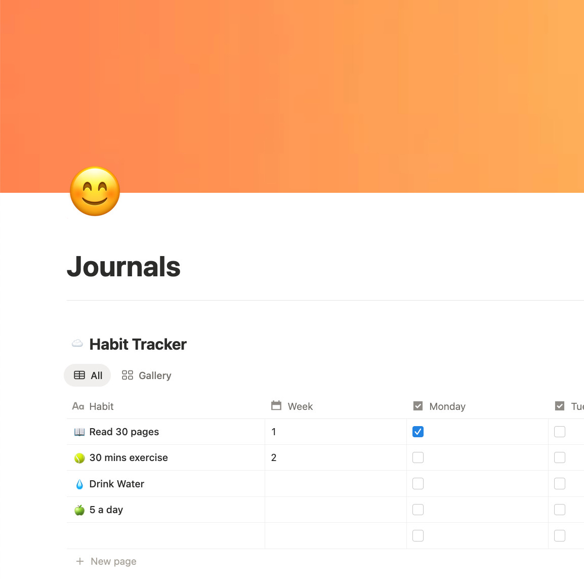 Journals Notion Planner