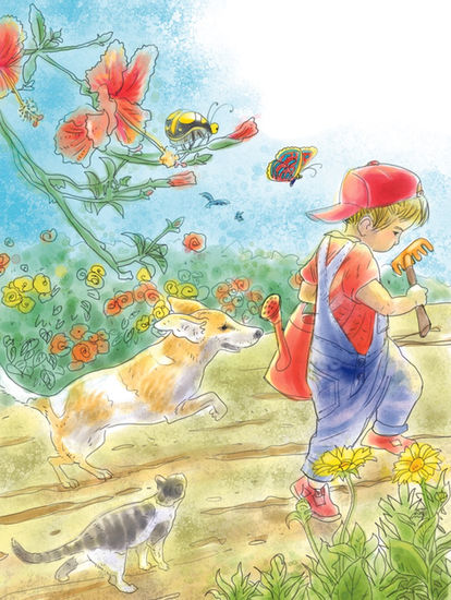 Ilustração de Sérgio Palmiro para o livro "O jardim do Serafim" de José Arrabal, Nova Didática Editora.