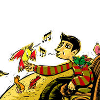 Ilustração de Sérgio Palmiro Serrano para o livro "Raimundo e a menor banda do mundo", Edições SM.