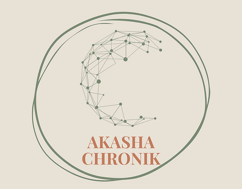 Illustration eines kreisförmigen Netzwerks mit feinen Verbindungslinien und dem Text „Akasha Chronik"