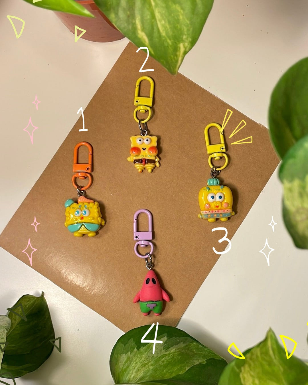 Spongebob and Patrick Star Charm Keychain for Bag/Pouch/ID