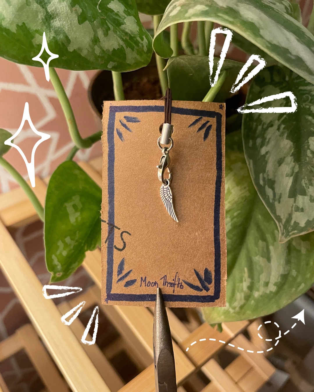 Oxodised Wing Phone Charm/Keychain