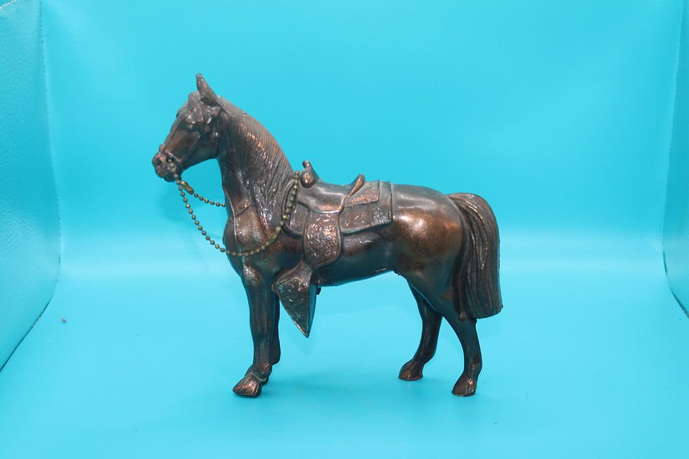 Thumbnail: Bronze-Tone Saddled Horse Figurine