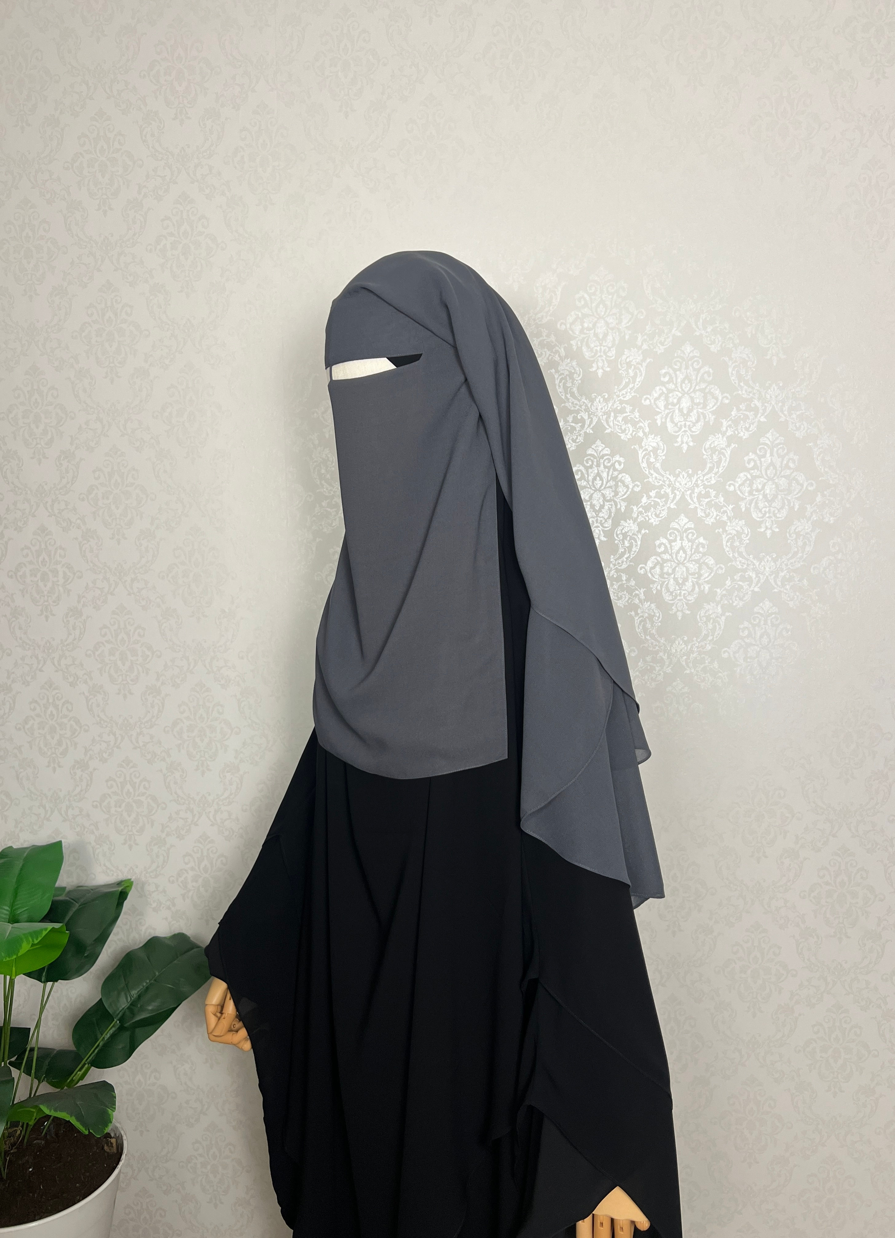 Three Layer Niqab | Medium | Dark grey