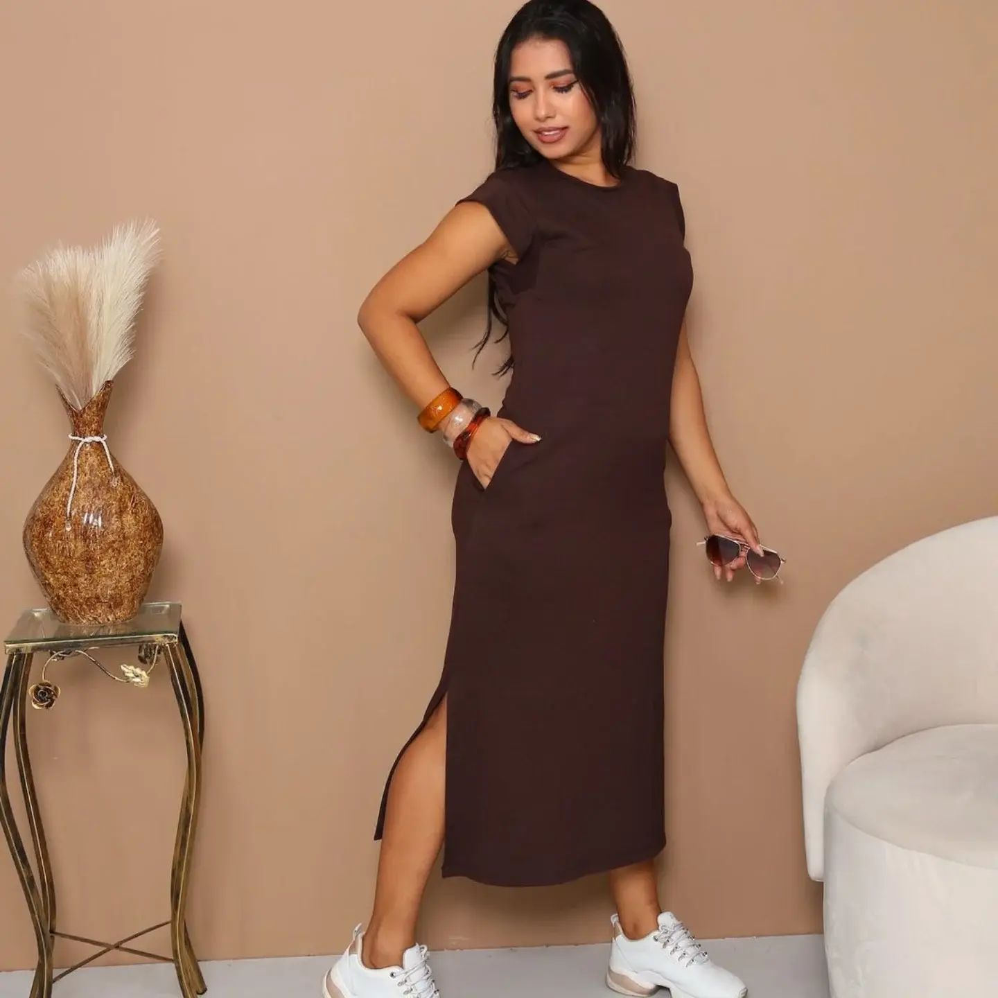 Vestido fabiola/ gola V🌷Moletinho M:36 a 42