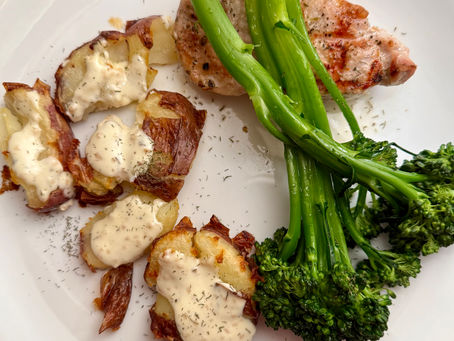 Crispy Red Potato Smash w/Lemon Herb Aioli