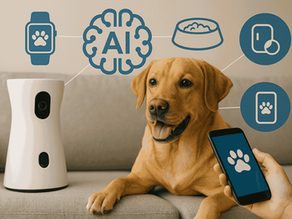 A dog with AI enabled ecosystem around it.