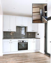 Before and after of a kitchen renovation project