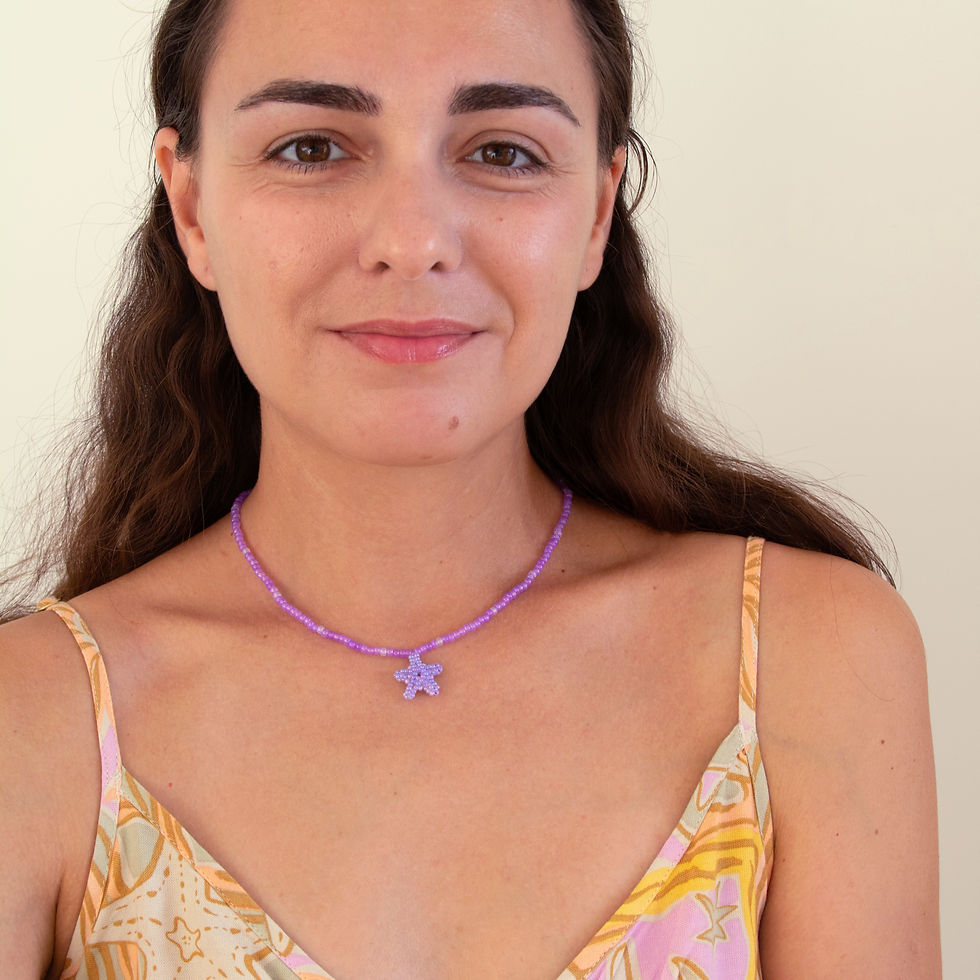 Purple Starfish – handmade choker by My Reyzele, detail view 2