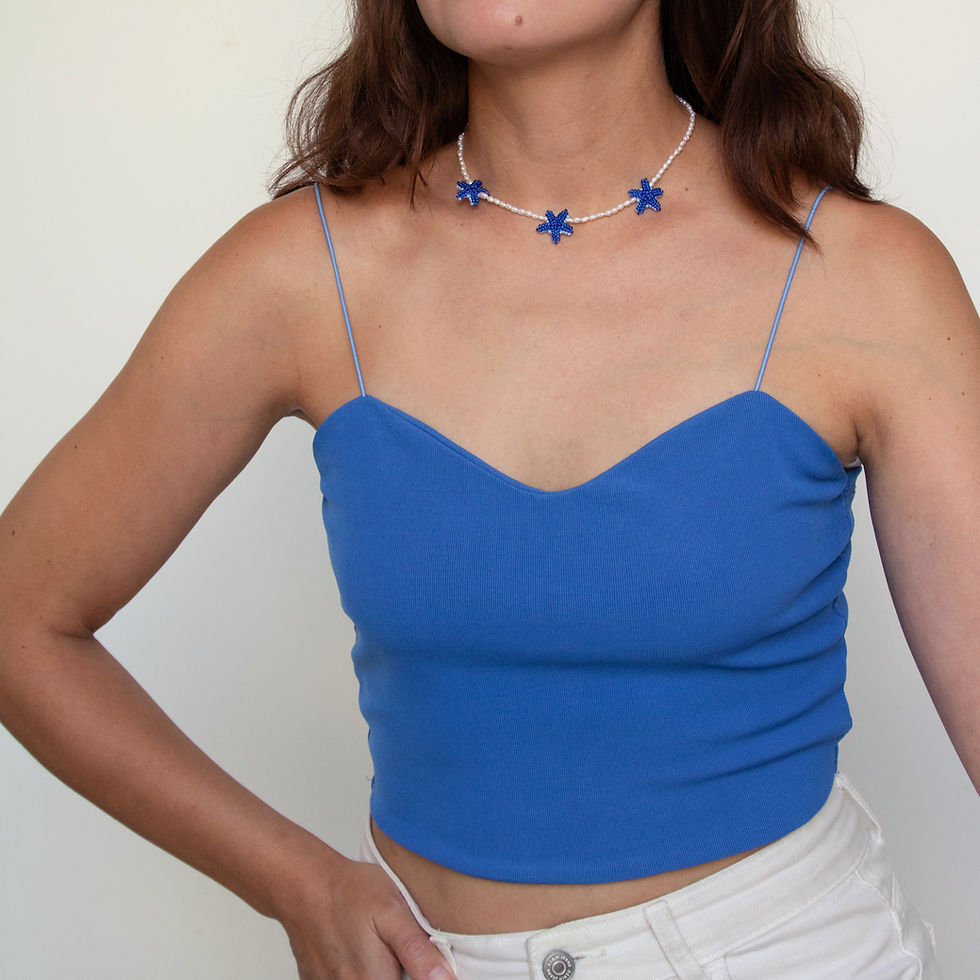 Blue Starfish – handmade choker by My Reyzele, detail view 2