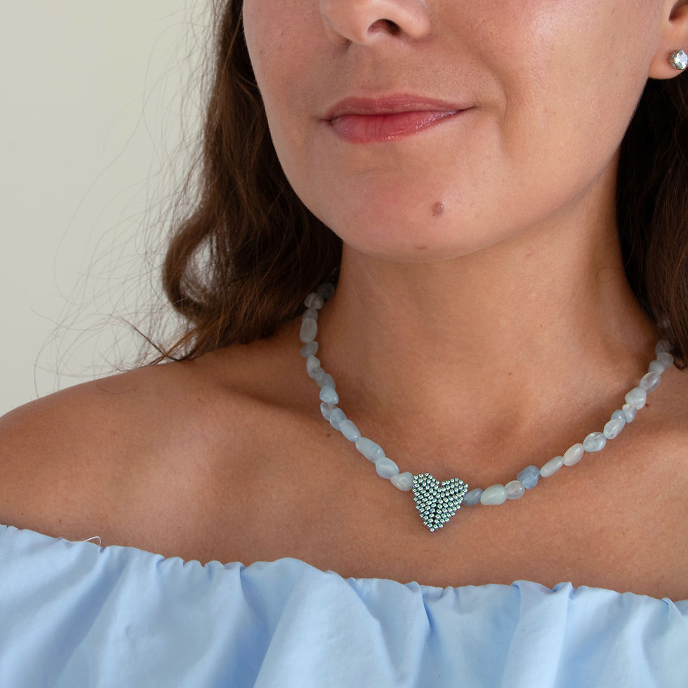Blue Heart Gemstone Choker, handmade by My Reyzele