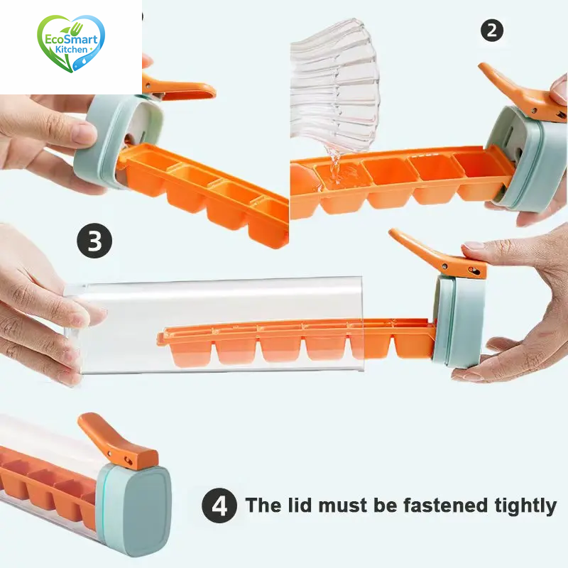 Thumbnail: One-Handed Pressing Ice Cube Tray Easy Demould Ice Maker with Handle Single Hand