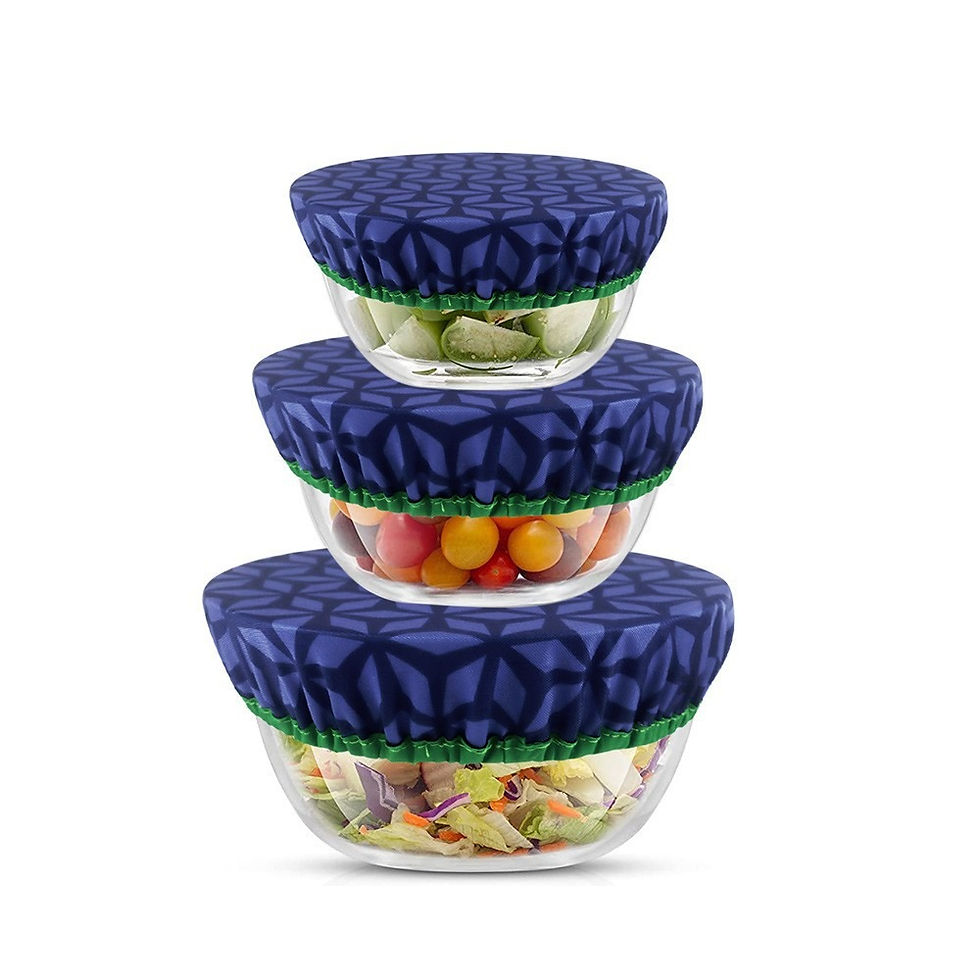 Thumbnail: Bowl Covers Set Elastic Food Storage Covers 3 Reusable Fabric Bowl 