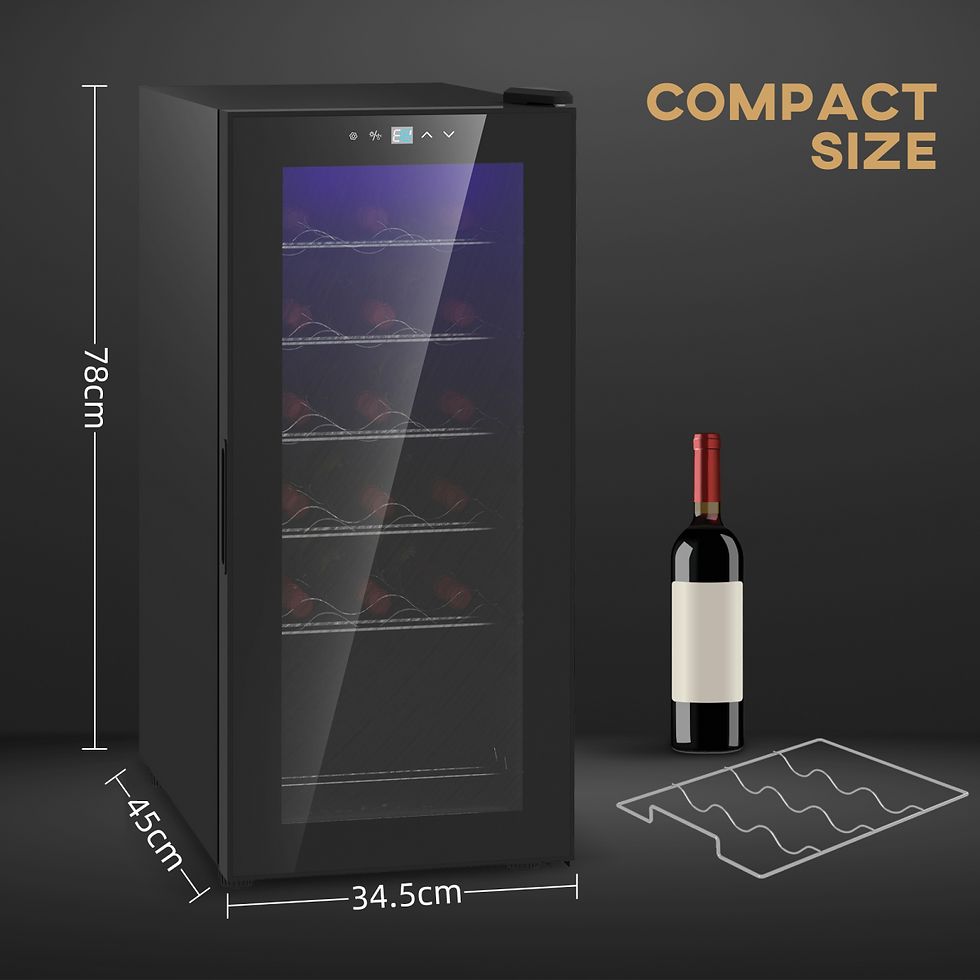 Thumbnail: HOMCOM 50L Undercounter Wine Cooler Fridge with LED Light Glass Door 18 Bottles