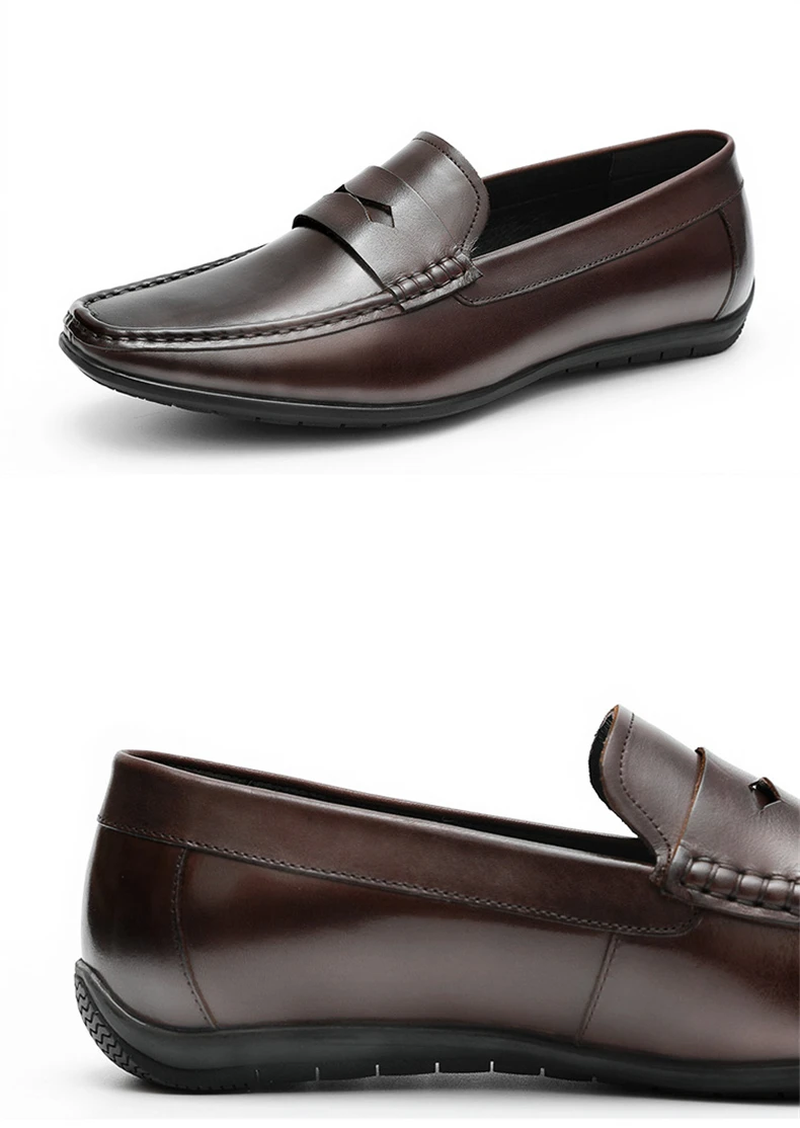 Thumbnail: Italian Mens Shoes Casual Luxury Brand Summer Men Loafers Black Genuine Leather 