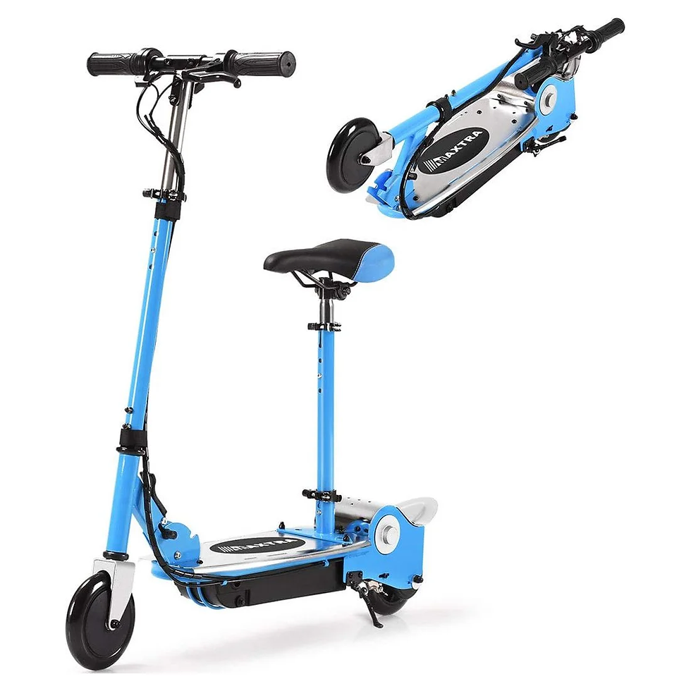 E120 Folding Electric Scooter with Removable Seat for Kids Ages 6-12, up to 10 M