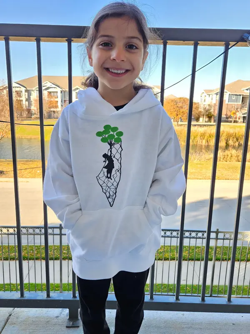 Thumbnail: Palestine Balloon Girl Hoodie - Watermelon Balloon Girl Symbol of Freedom