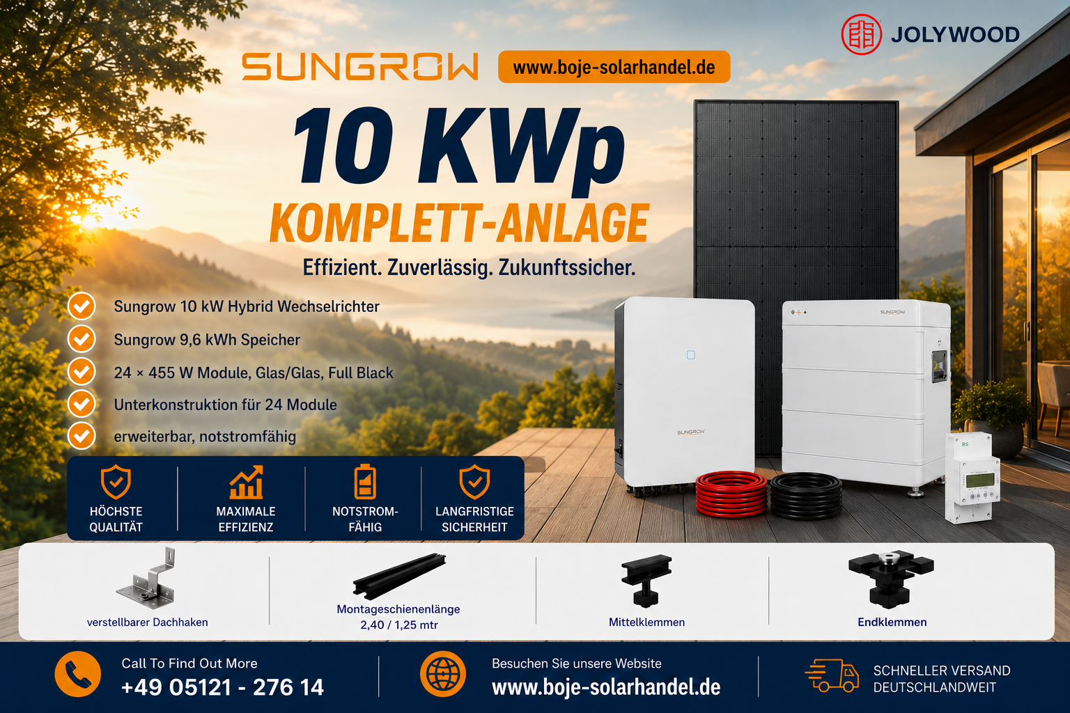 PV Anlage 10 kWp - Sungrow 10 KW Hybrid WR + Sungrow Speicher + UK