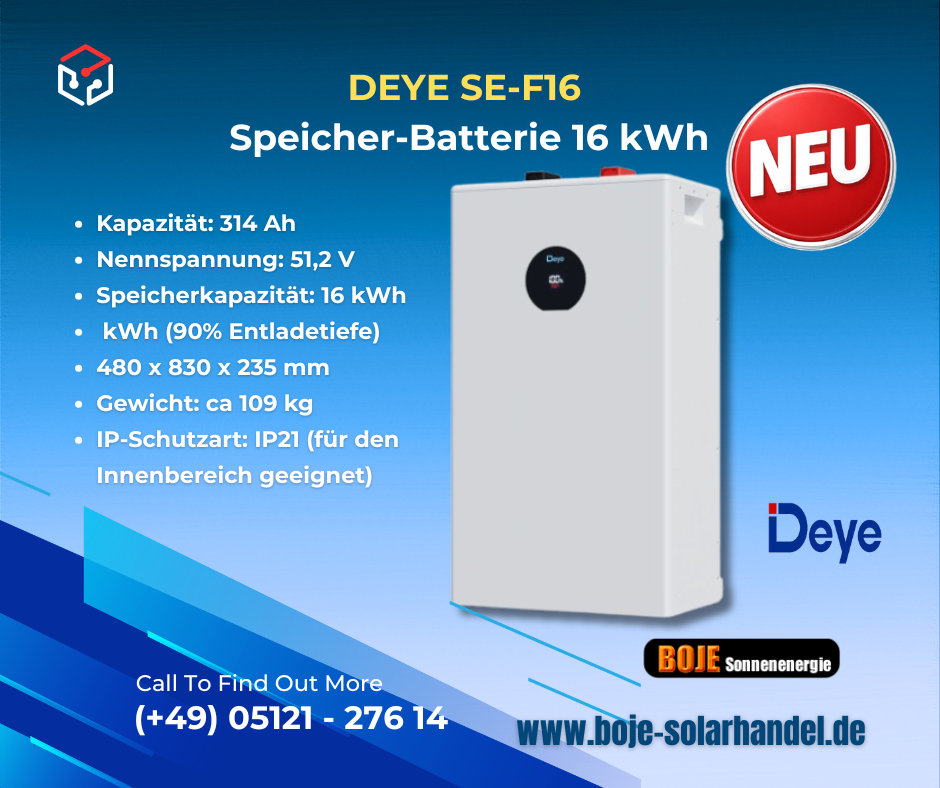 Deye SE-F16 Batterie mit 16 kWh Speicher