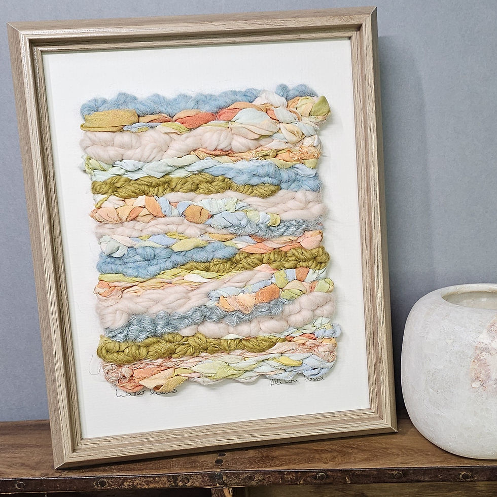 Thumbnail: Water lilies | Small framed weaving | 23cm x 28.5cm