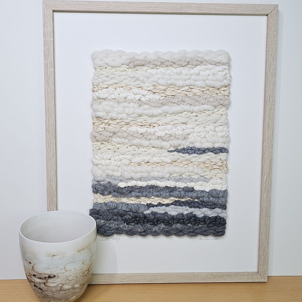 Thumbnail: Chalk cliffs series | Large framed weaving | 42cm x 52cm