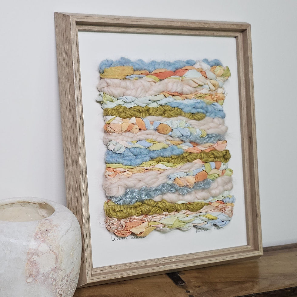 Thumbnail: Water lilies | Small framed weaving | 23cm x 28.5cm