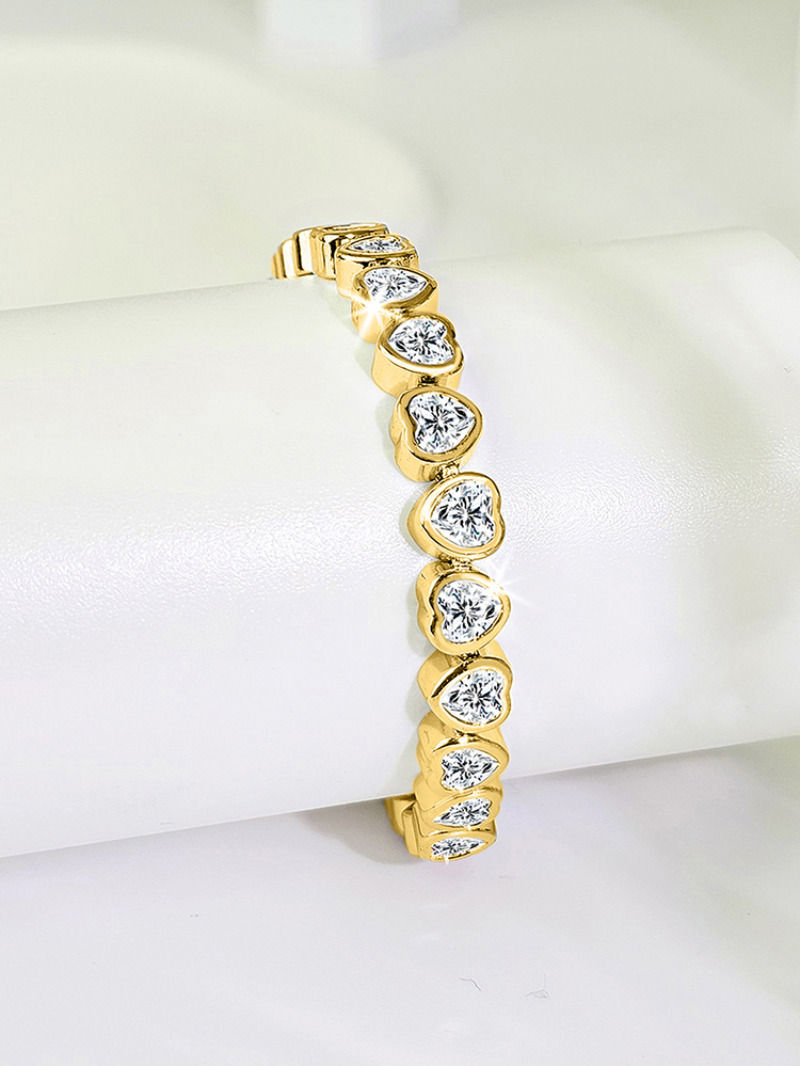 Miniaturbild: Heart Lab Diamond Bangle Bracelet in 14K Gold