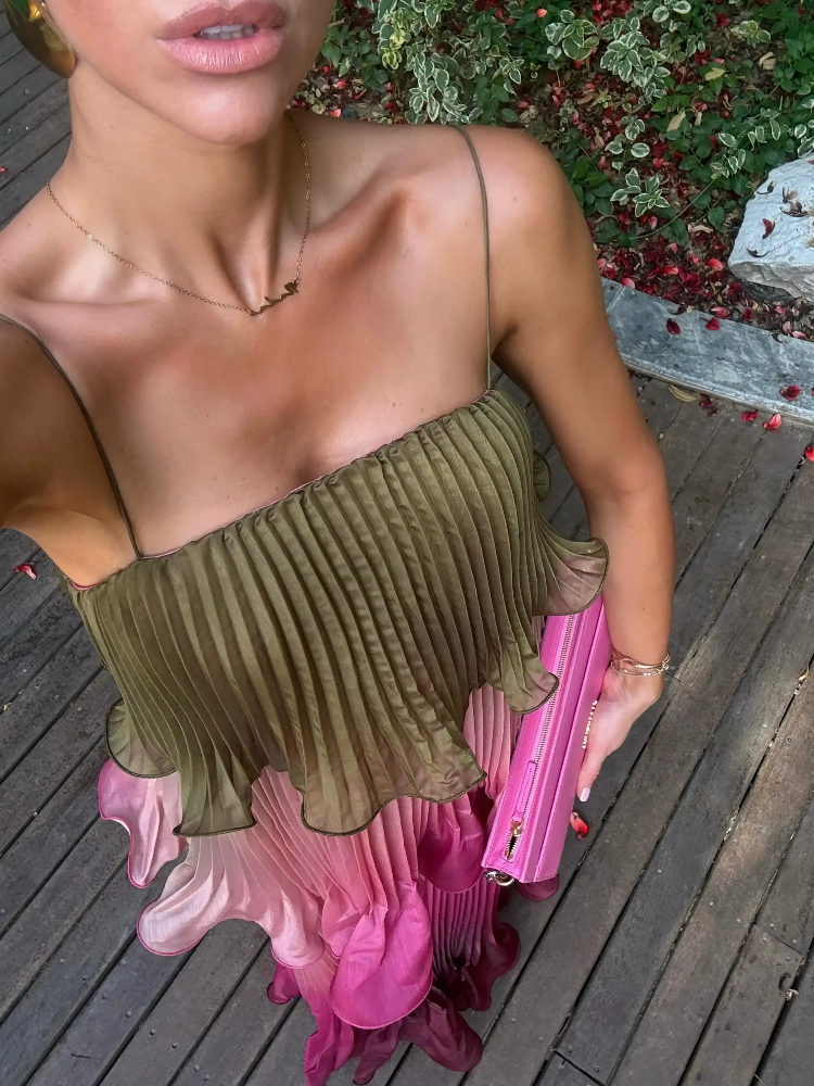 Miniatura: Elegant Pleated Tiered Maxi Dress