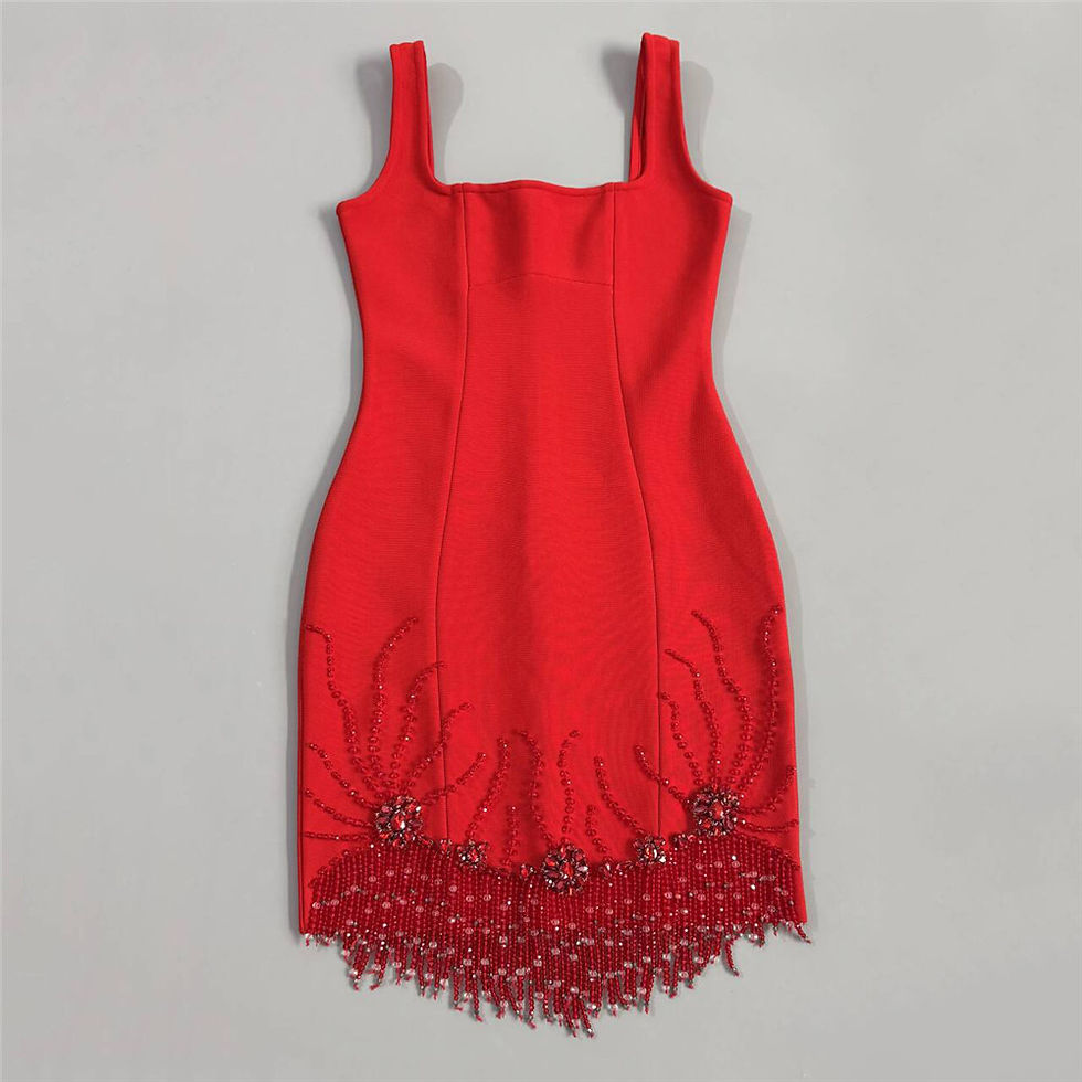 Thumbnail: Beaded Tassel Bandage Mini Dress